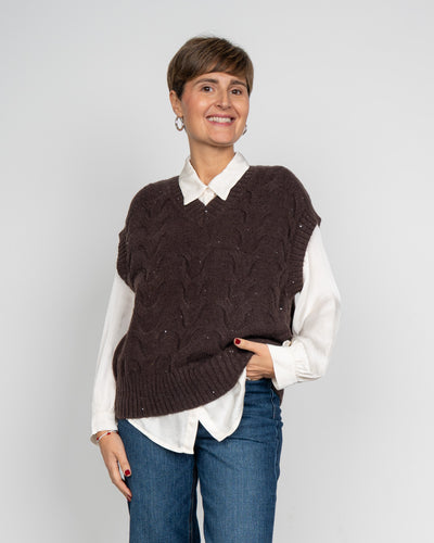 GILET FIAMMETTA CIOCCOLATO