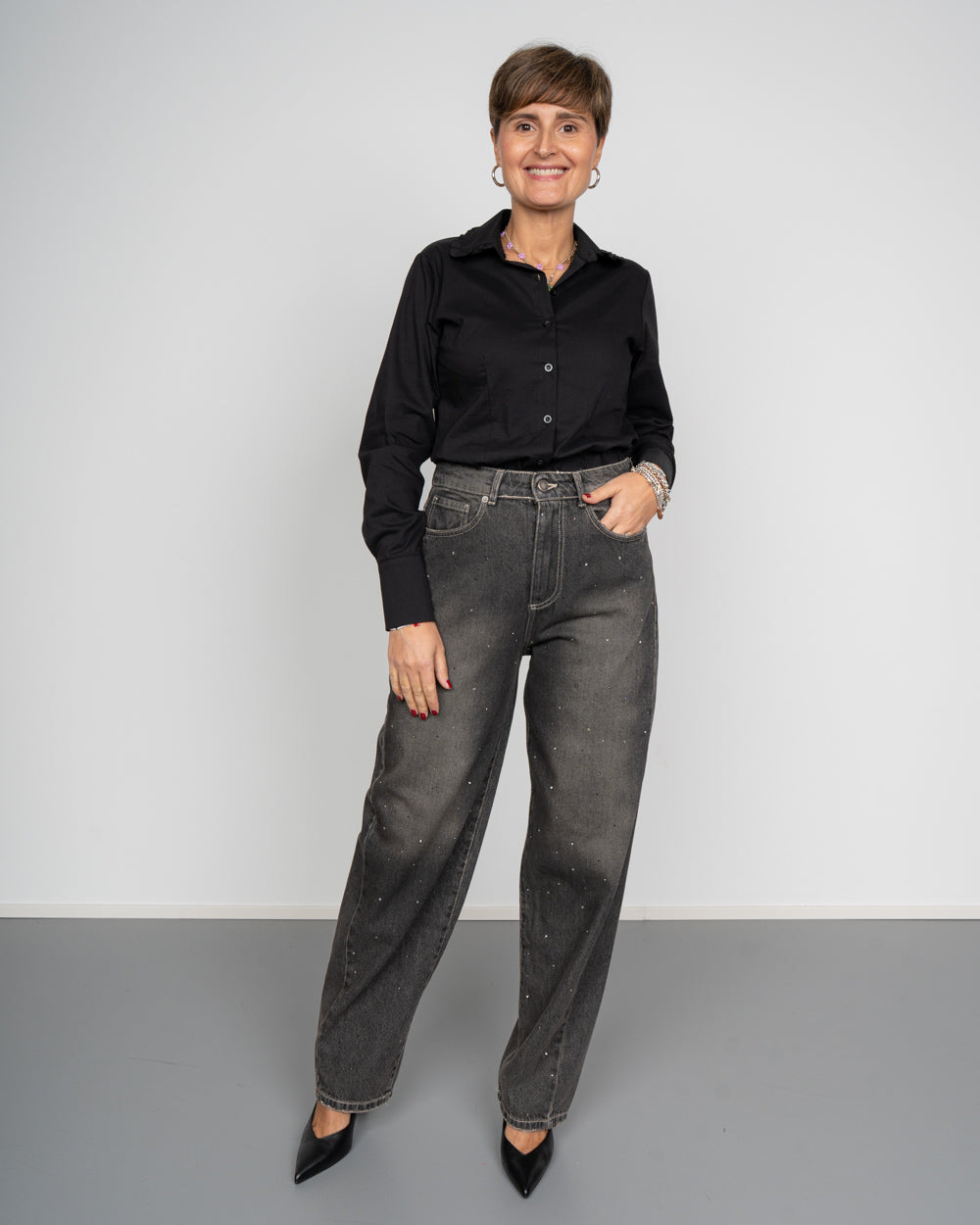 JEANS TANGO STRASS NERO