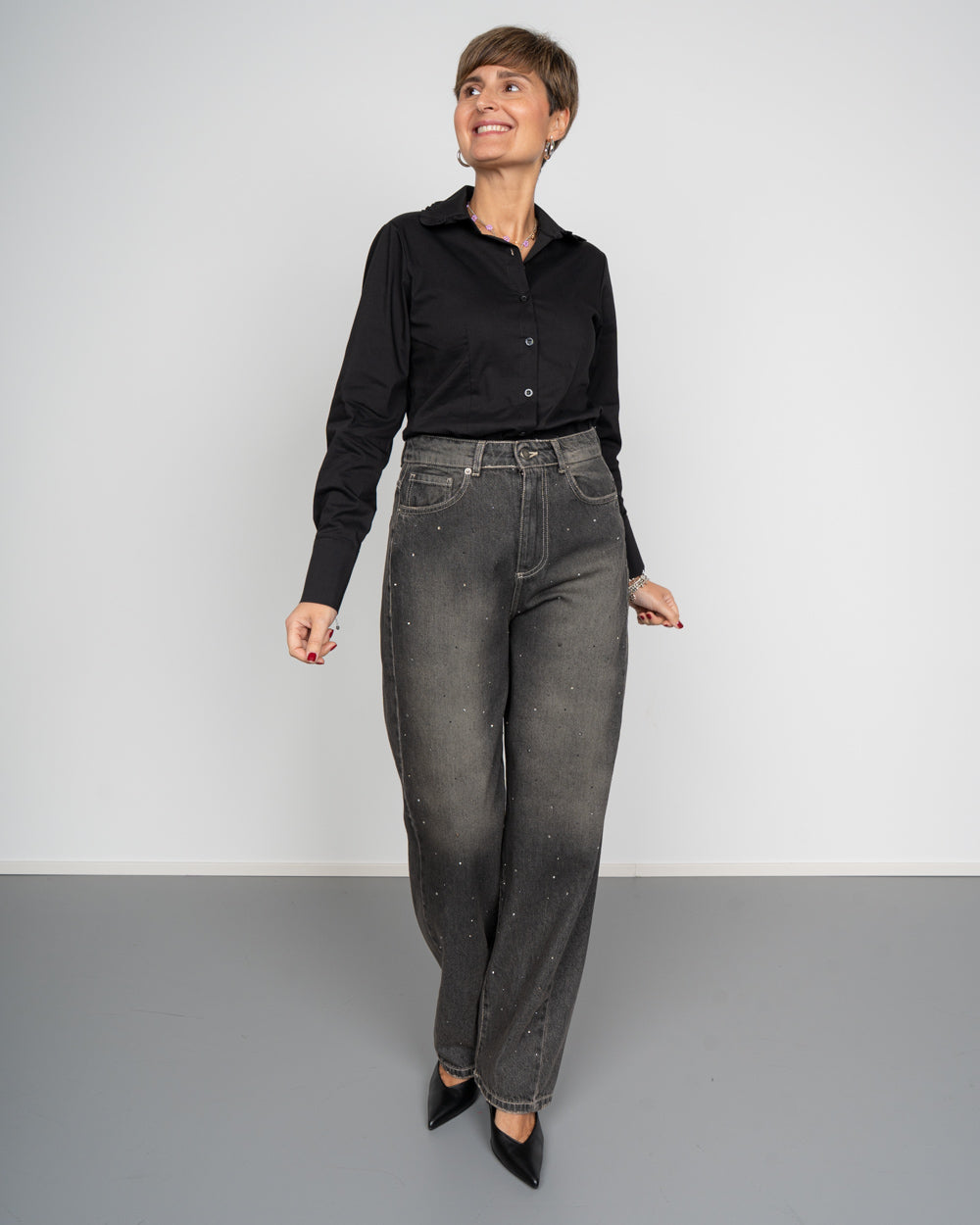 JEANS TANGO STRASS NERO