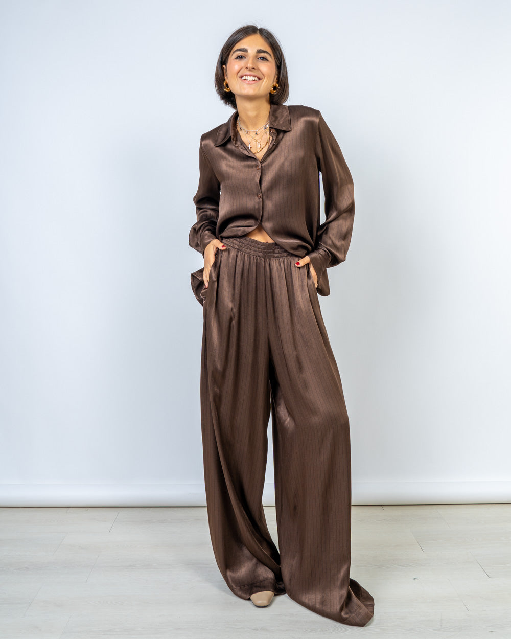 CAMICIA MARGHERITA CIOCCOLATO