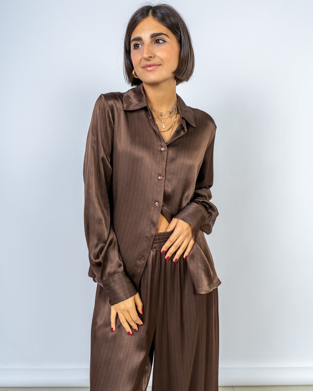 CAMICIA MARGHERITA CIOCCOLATO