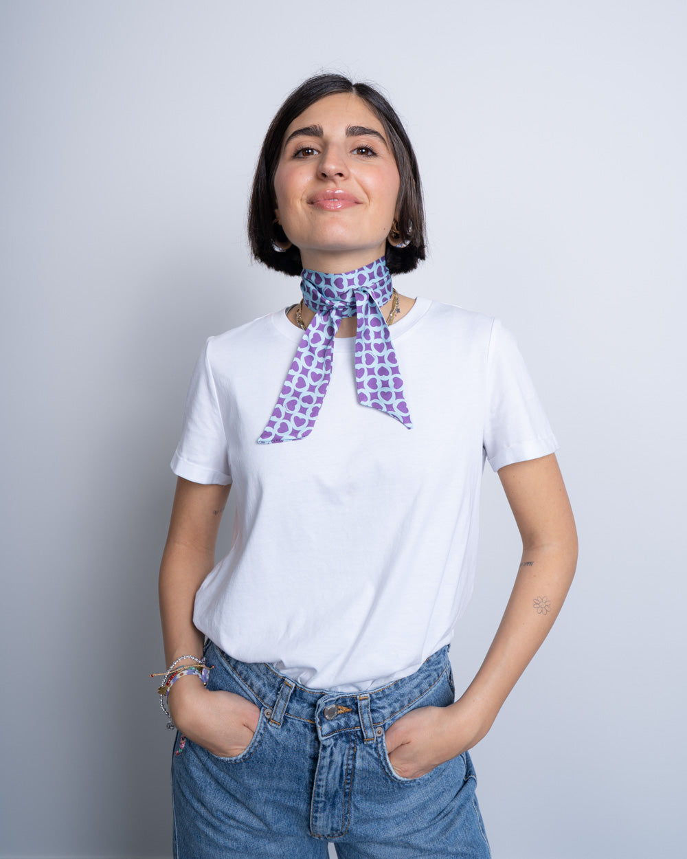FOULARD RINO VIOLA/CELESTE