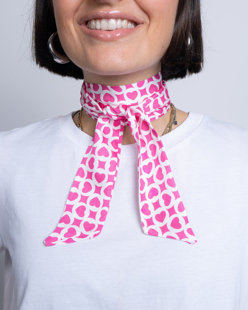FOULARD RINO BIANCO/FUXIA
