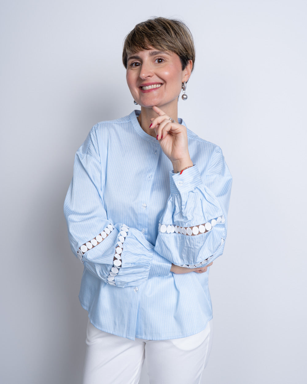 CAMICIA JANNI TAPE CELESTE