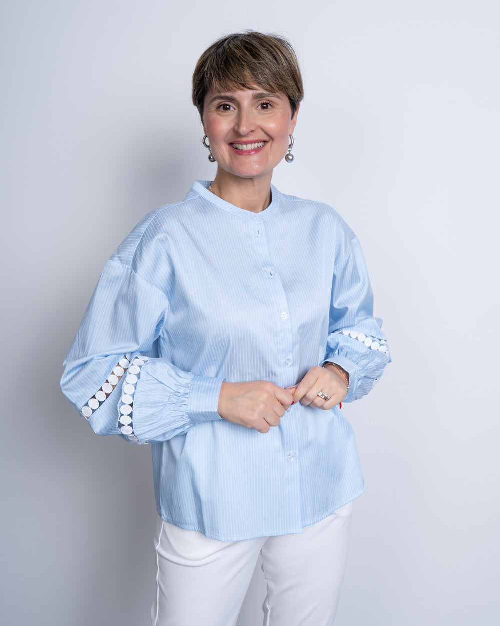 CAMICIA JANNI TAPE CELESTE