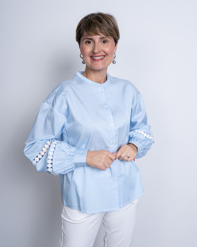 CAMICIA JANNI TAPE CELESTE
