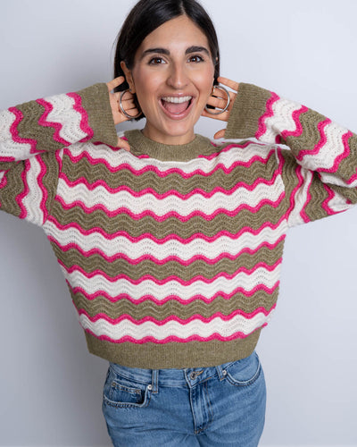 MAGLIONE TELMA VERDE/CORALLO