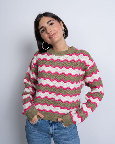 MAGLIONE TELMA VERDE/CORALLO