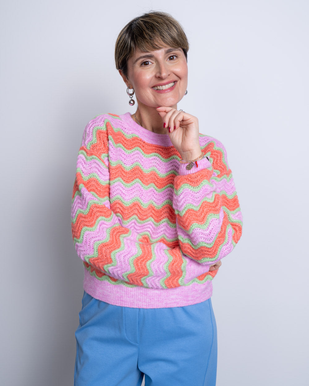 MAGLIONE TELMA ARANCIONE/FUCSIA