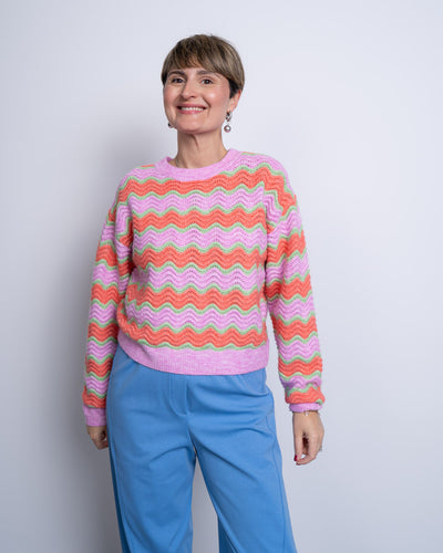 MAGLIONE TELMA ARANCIONE/FUCSIA