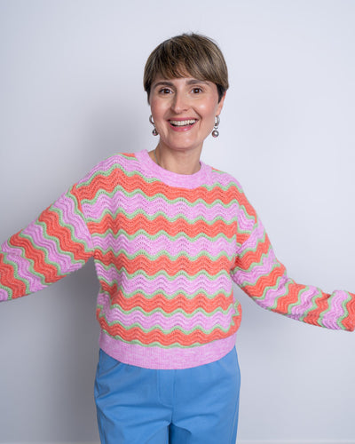MAGLIONE TELMA ARANCIONE/FUCSIA
