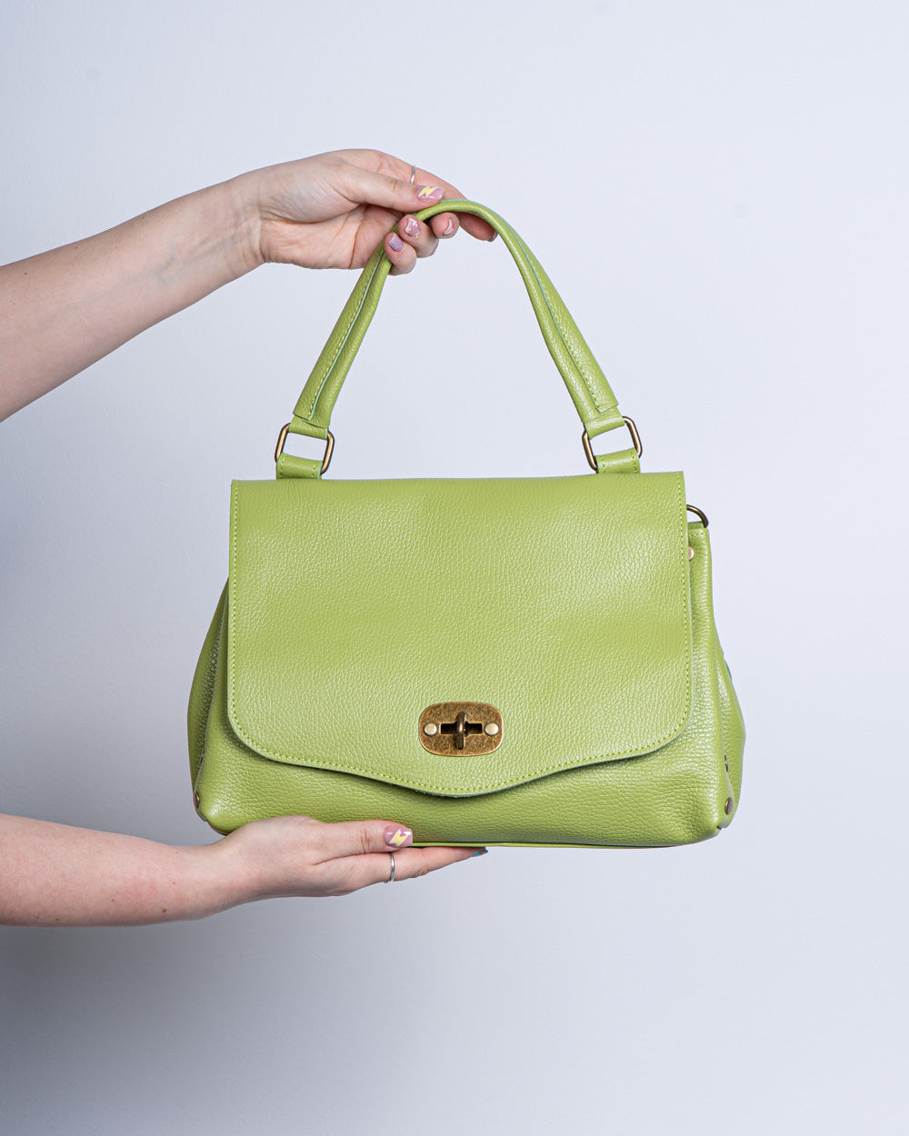 BORSA STEFY PELLE PISTACCHIO