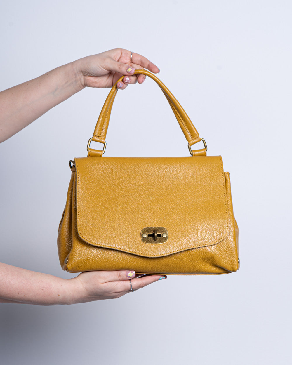 BORSA STEFY PELLE SENAPE