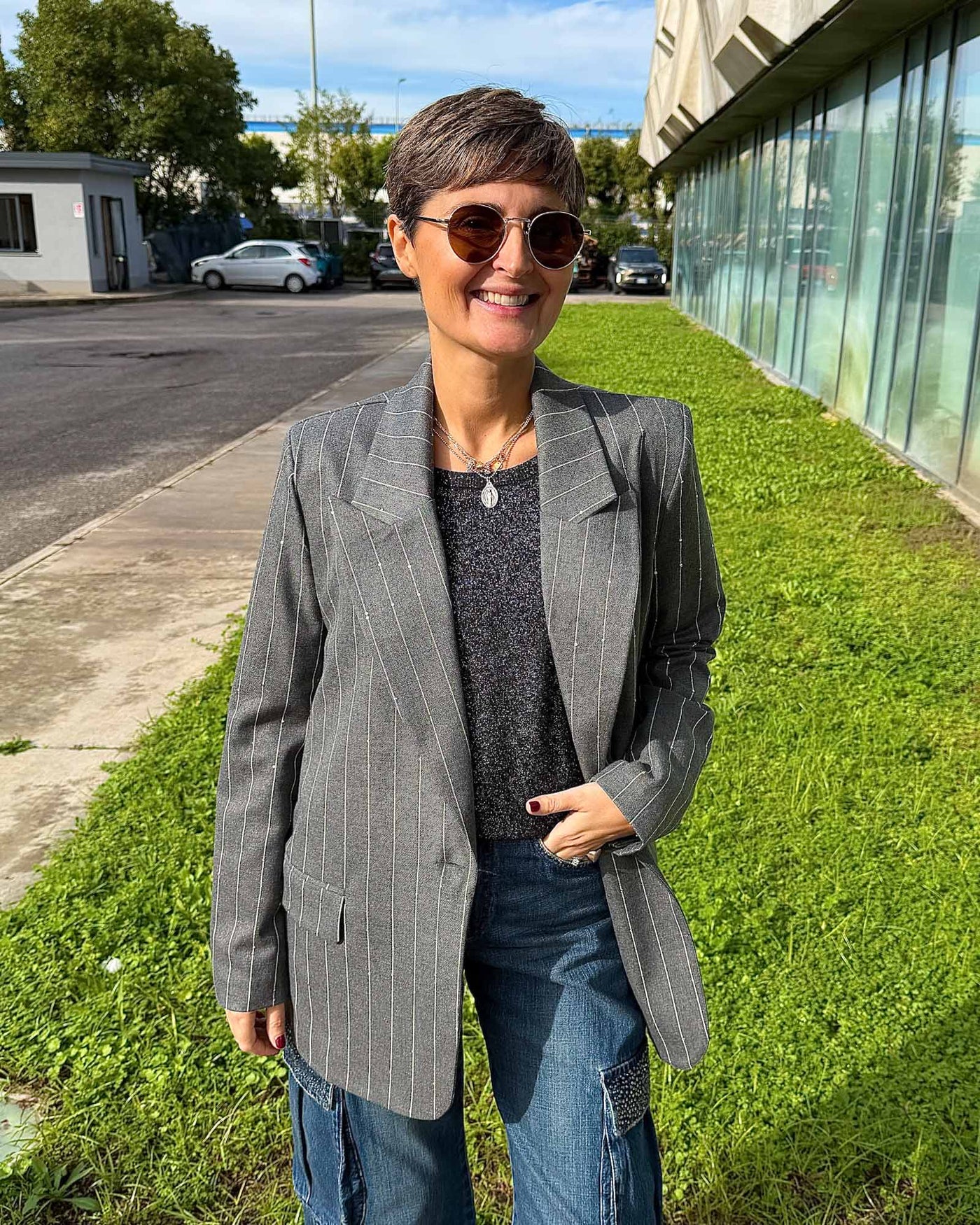 GIACCA SOLEY GESSATO GRIGIO