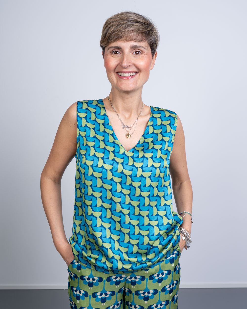 TOP GRETA GEO BLU
