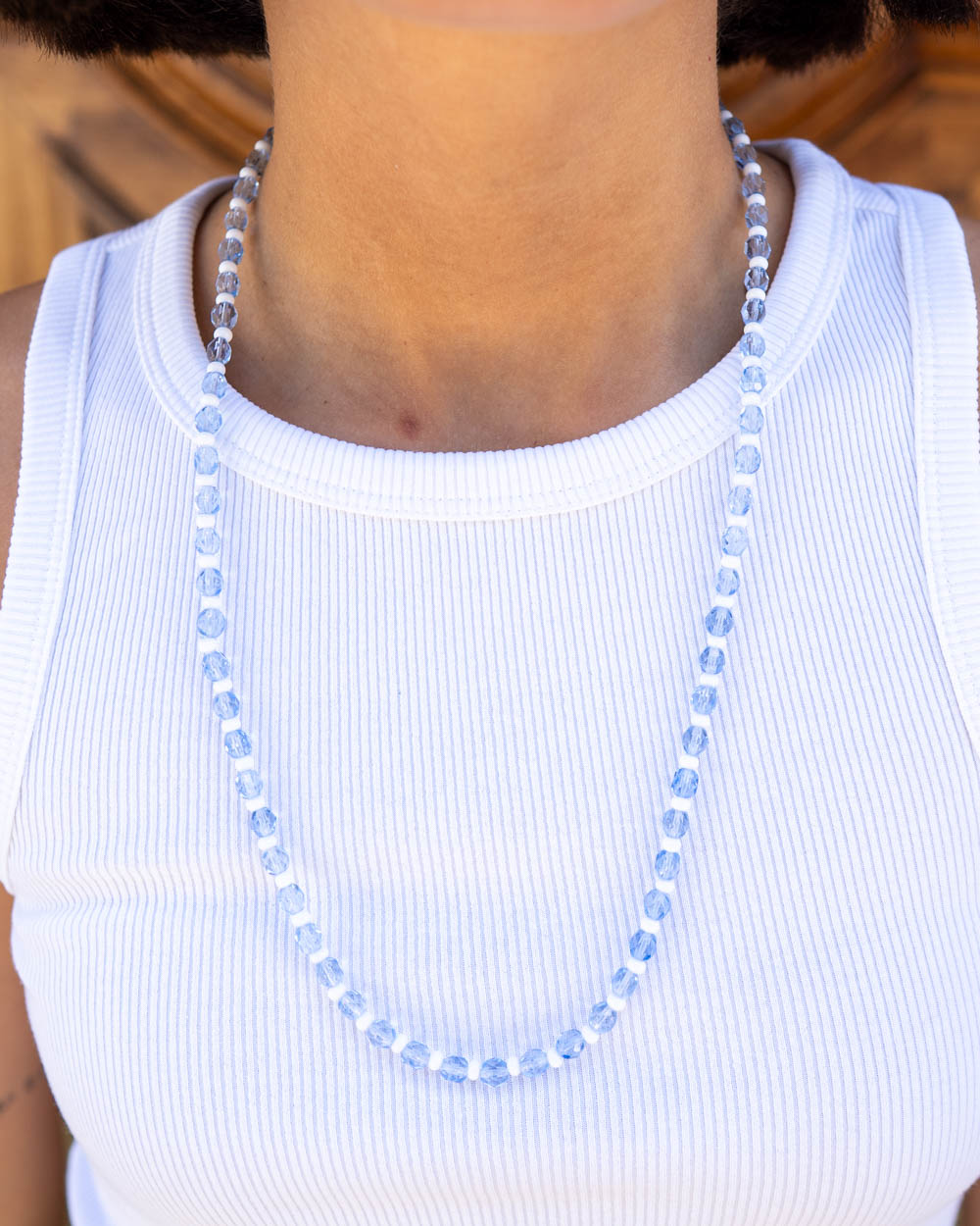 COLLANA CANDY LUNGA BIANCO/CELESTE
