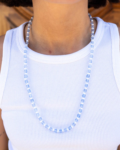 COLLANA CANDY LUNGA BIANCO/CELESTE