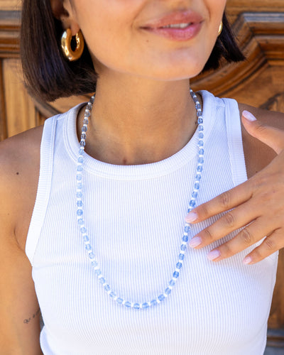 COLLANA CANDY LUNGA BIANCO/CELESTE