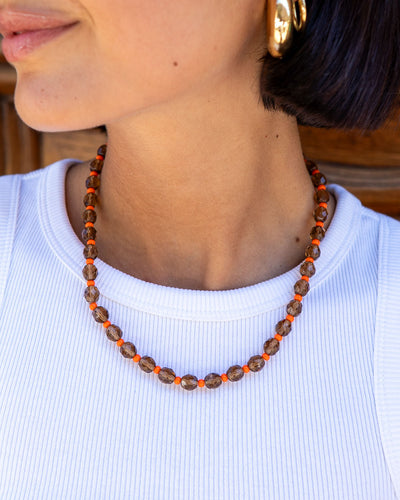 COLLANA CANDY CORTA MARRONE/ARANCIO