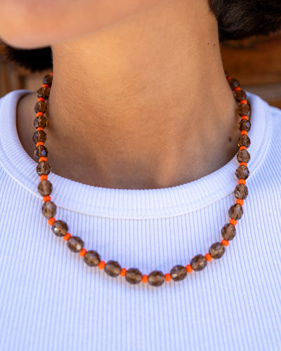 COLLANA CANDY CORTA MARRONE/ARANCIO