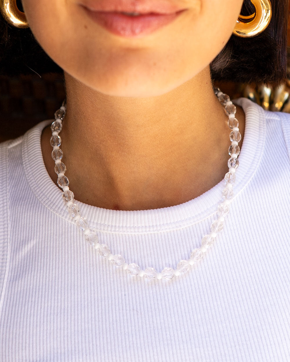 COLLANA CANDY CORTA CRISTALLO/BIANCO
