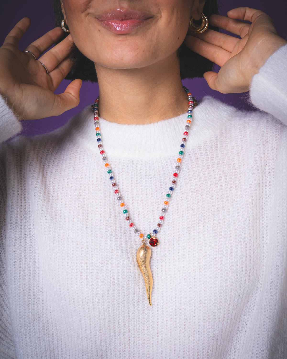 COLLANA LUCKY L CORNO MULTICOLOR
