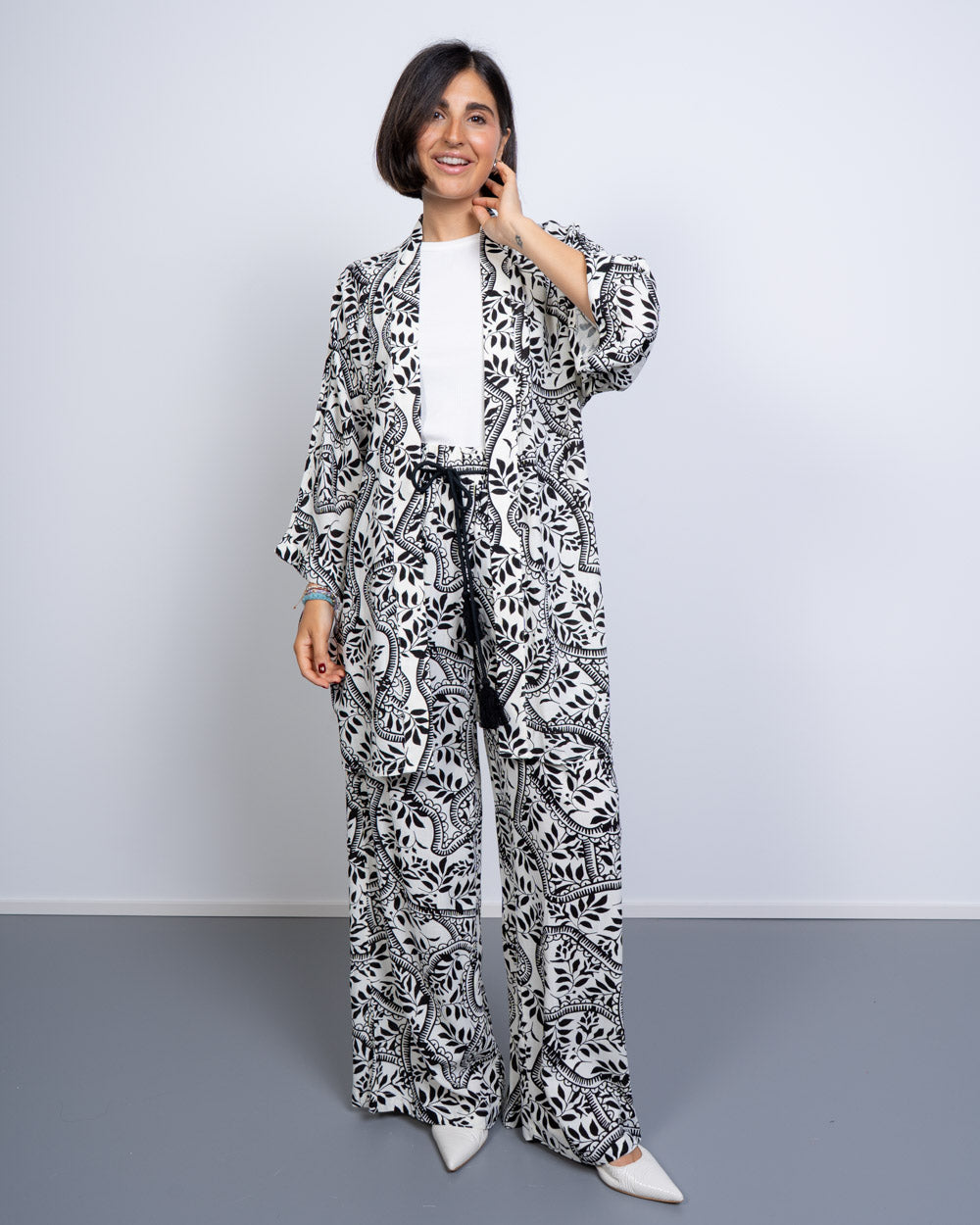 PANTALONE BALI PANNA/NERO