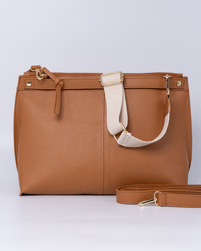 BORSA SOFY PELLE CUOIO CHIARO