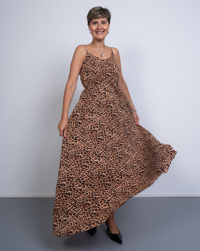 VESTITO FRANAN NERO LEOPARDATO