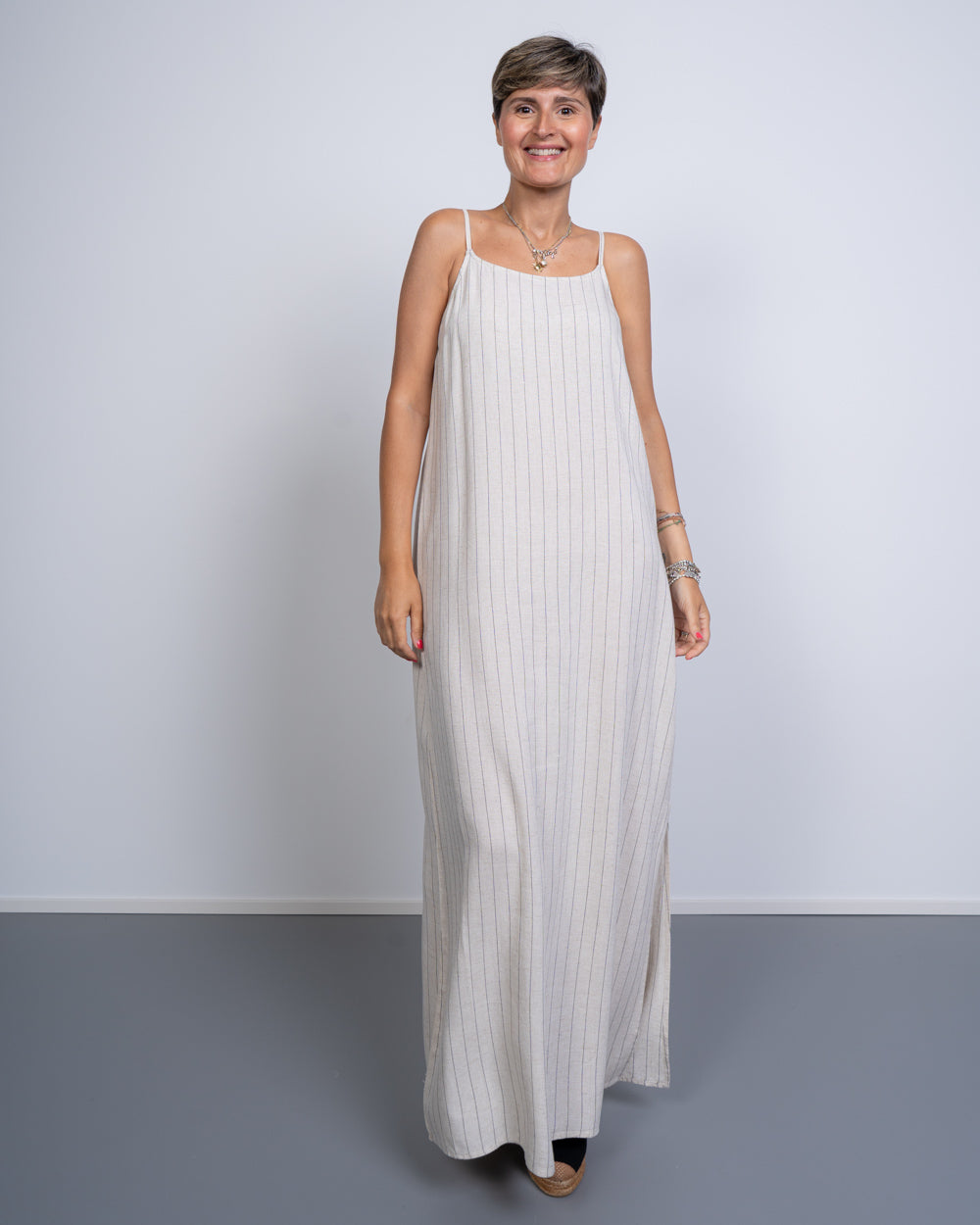 VESTITO PIA NERO BEIGE