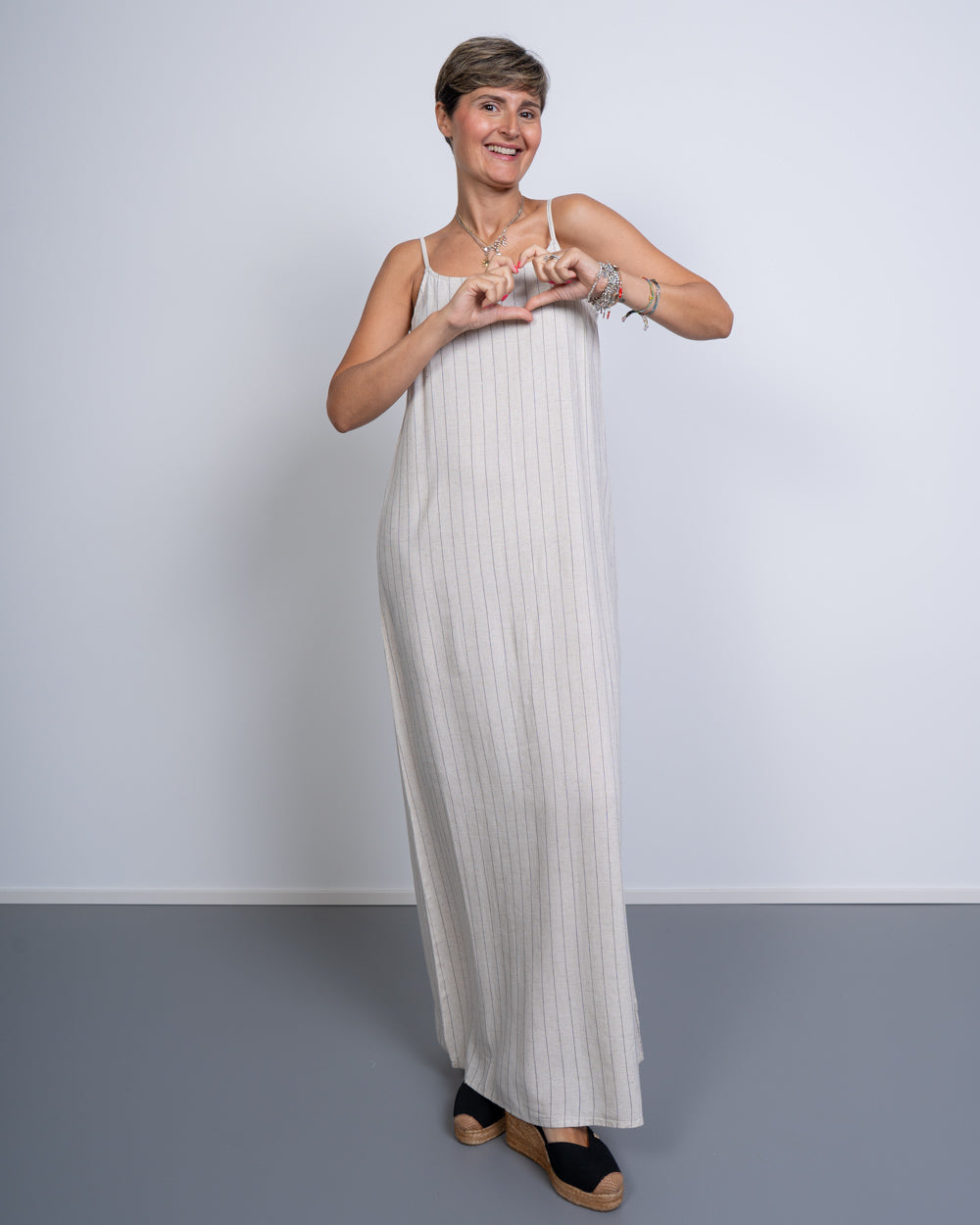 VESTITO PIA NERO BEIGE