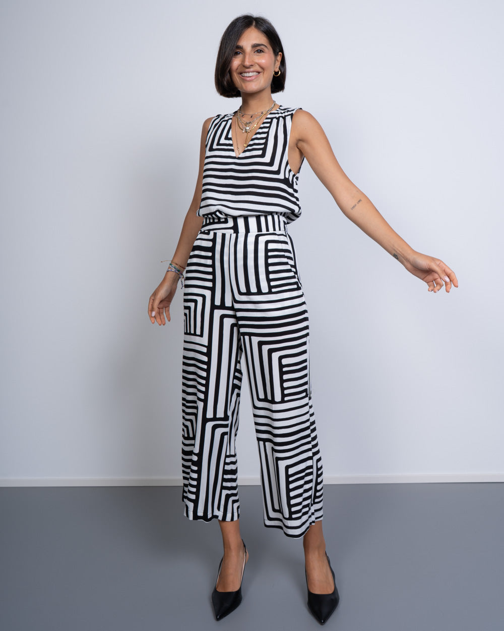 PANTALONE EASY HW NERO/PANNA