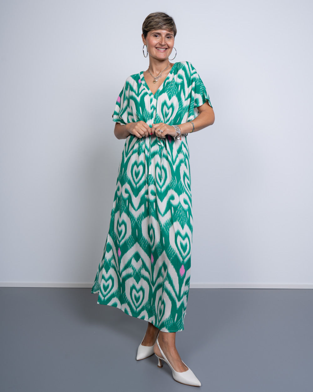VESTITO MENNY KAF VERDE/PANNA