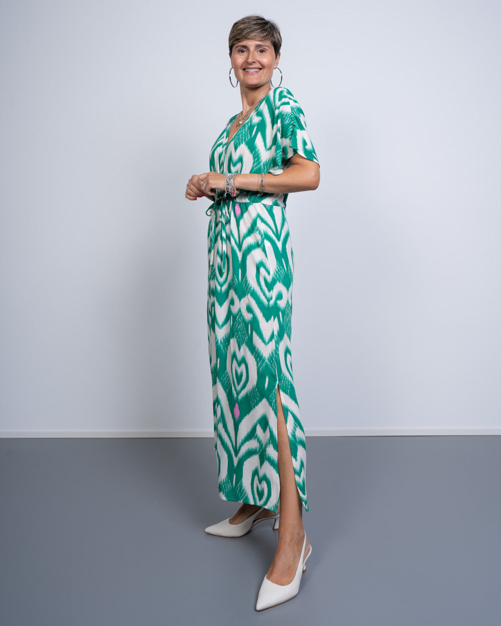 VESTITO MENNY KAF VERDE/PANNA