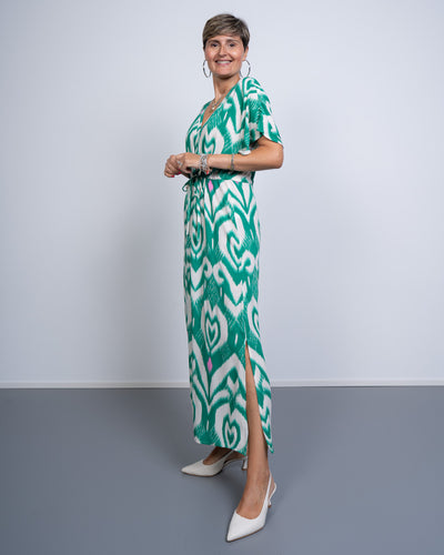 VESTITO MENNY KAF VERDE/PANNA