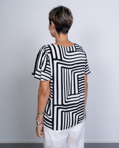 T-SHIRT EASY NERO/PANNA