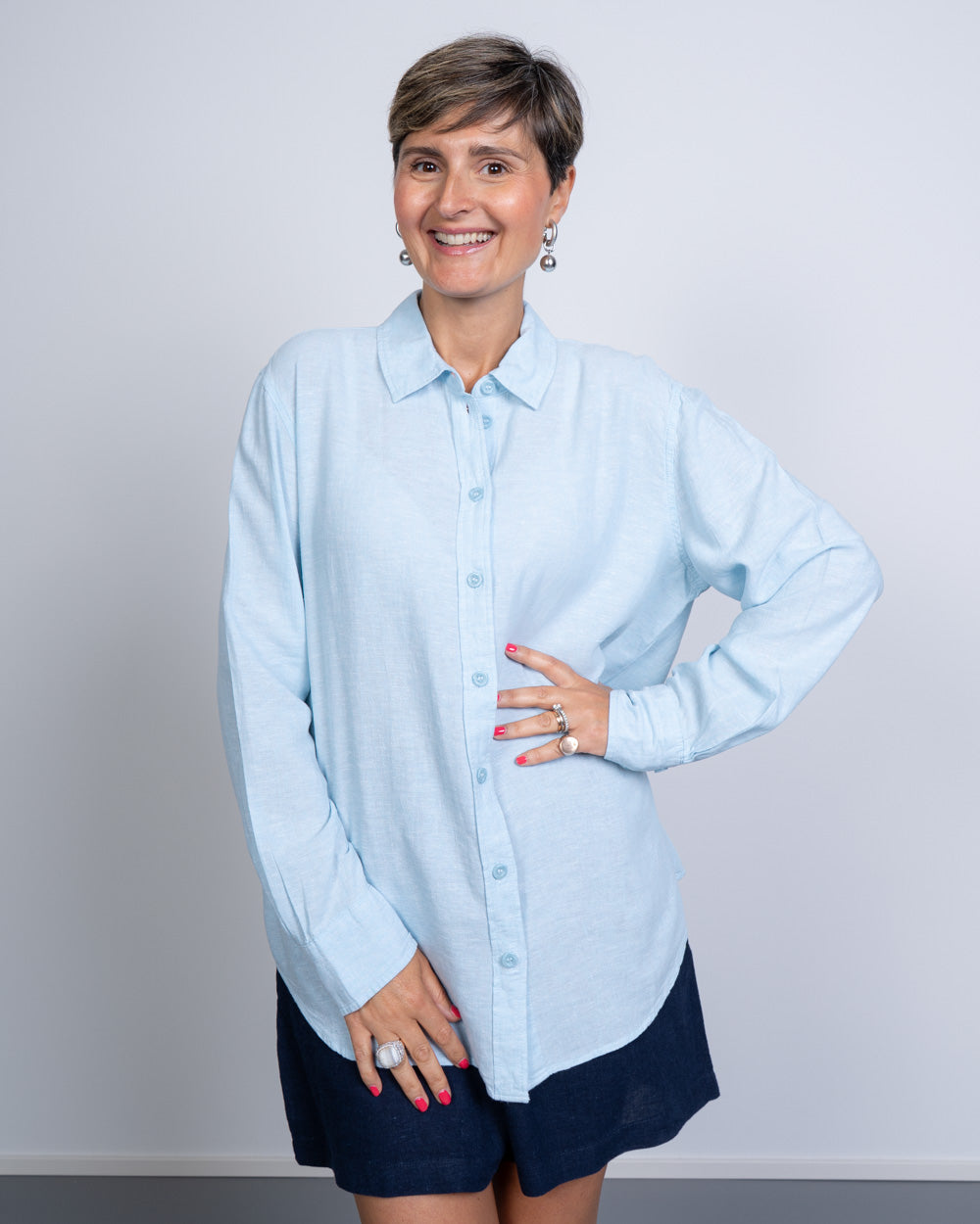 CAMICIA LINN LS BLU