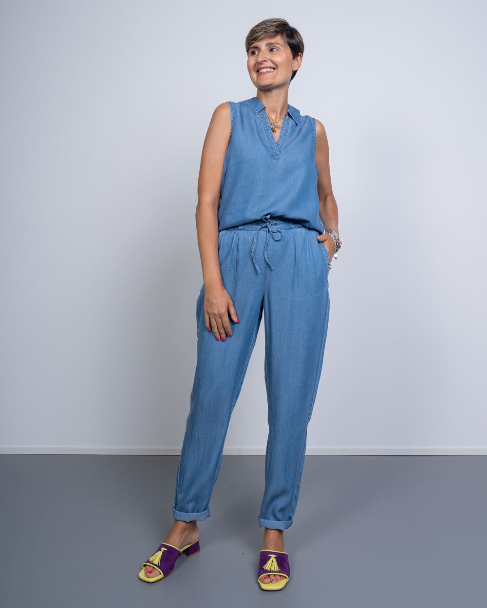PANTALONE HARPER DENIM MEDIO