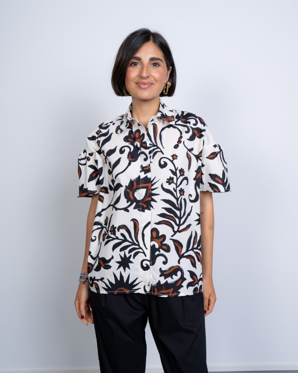 CAMICIA LETINA BIANCO/NERO