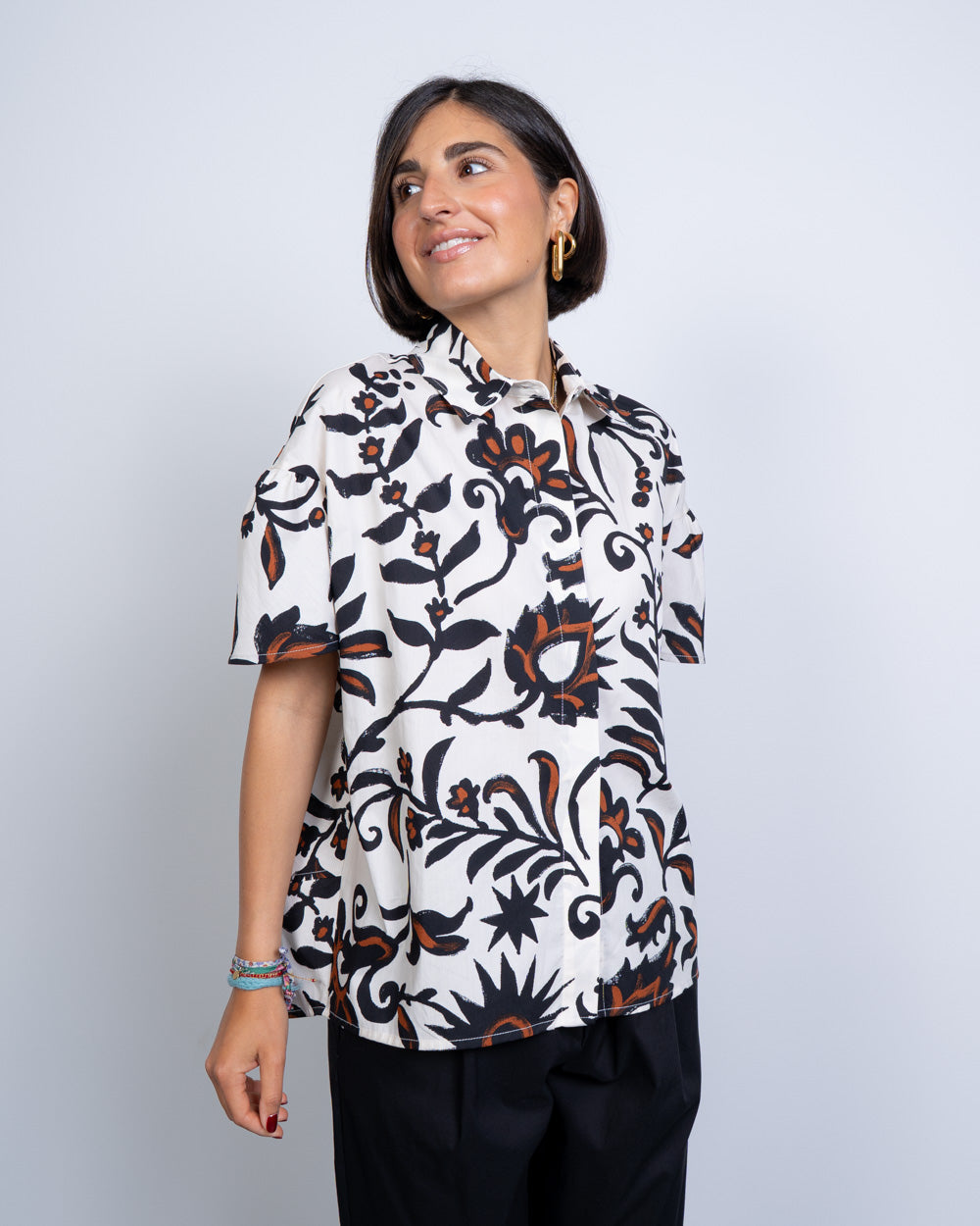 CAMICIA LETINA BIANCO/NERO