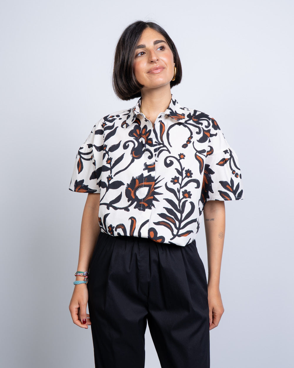 CAMICIA LETINA BIANCO/NERO