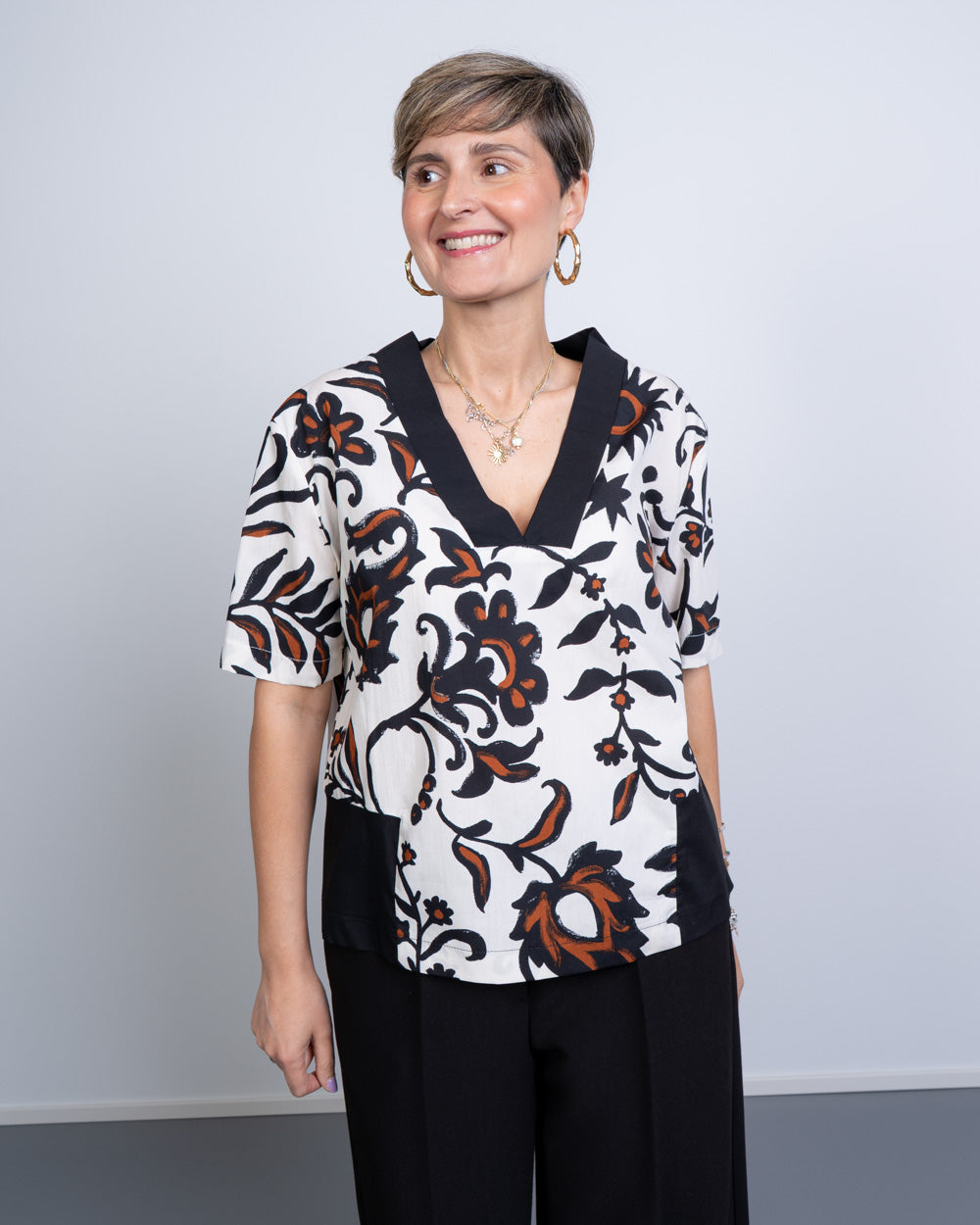 BLUSA VIORINA BIANCO/NERO