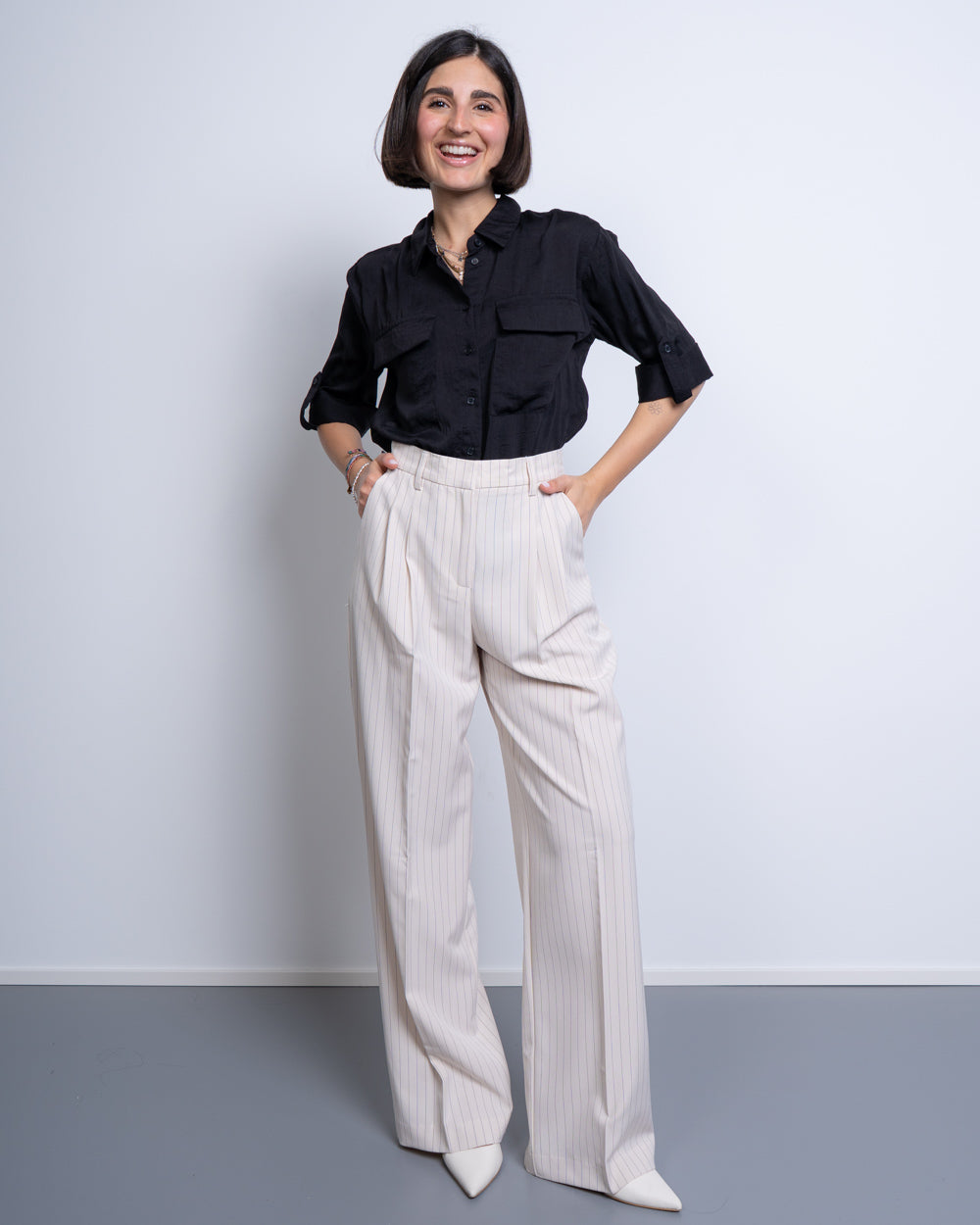 PANTALONE STAR PANNA/NERO