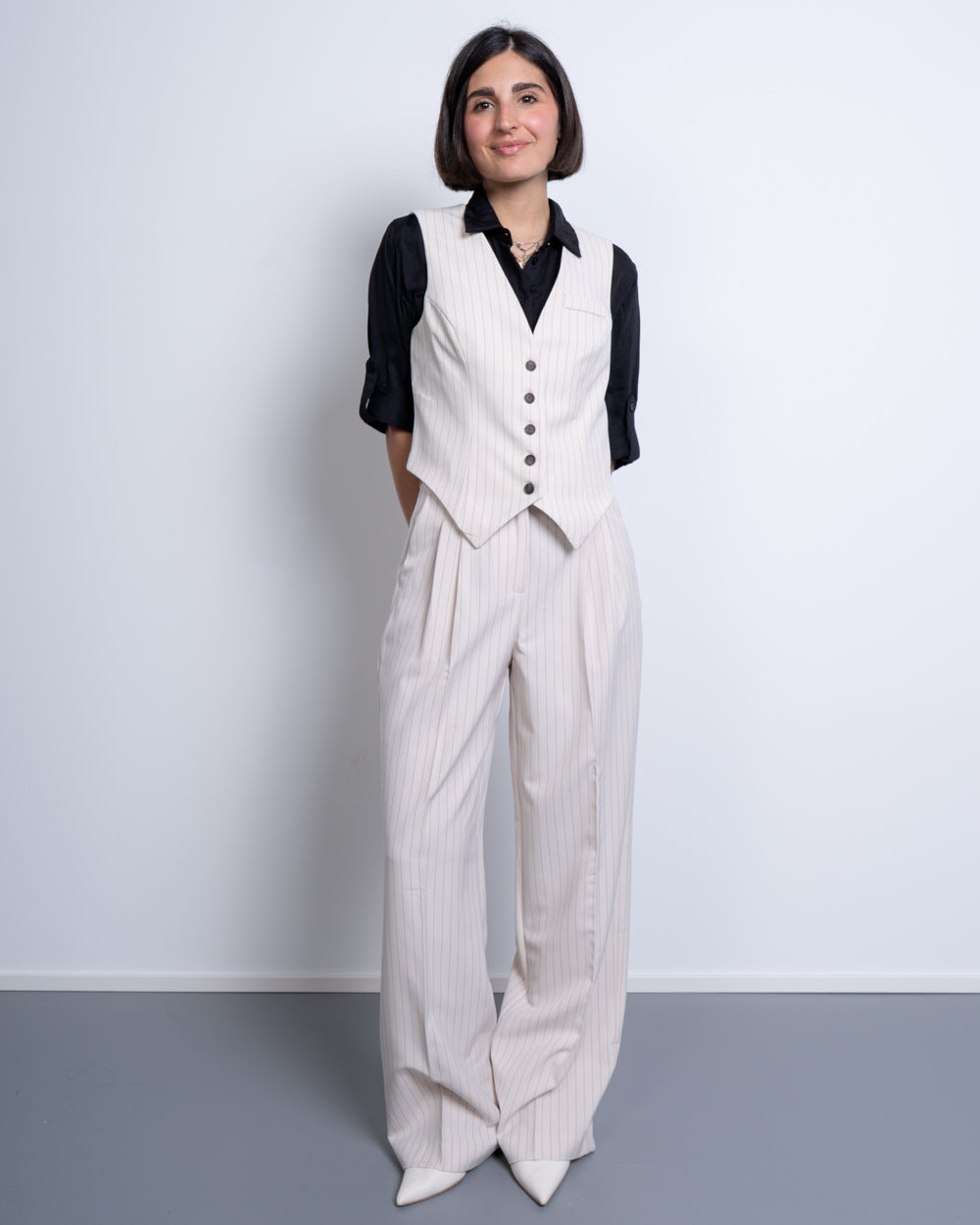 PANTALONE STAR PANNA/NERO