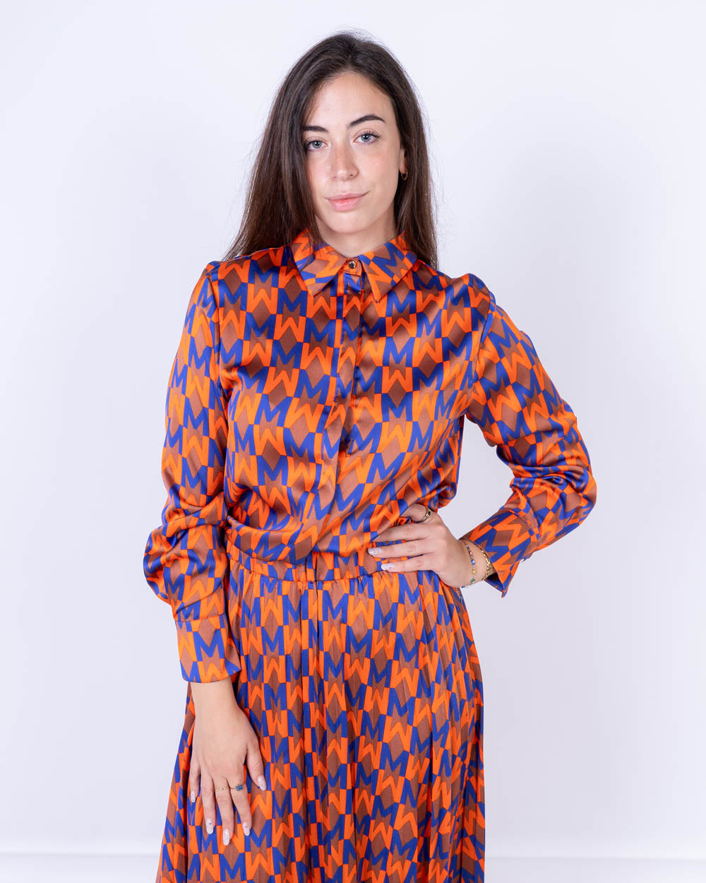 CAMICIA ALFA BLU/ARANCIO