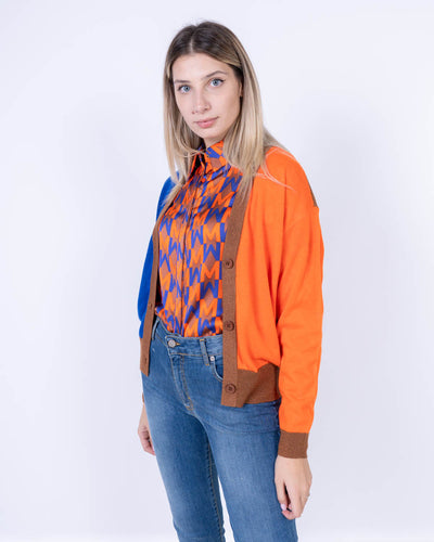 CARDIGAN BOLLA BLU/ARANCIO