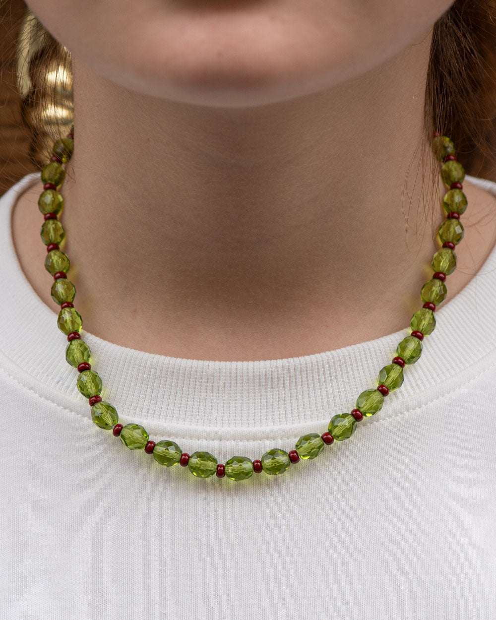 COLLANA CANDY CORTA OLIVA/MARRONE