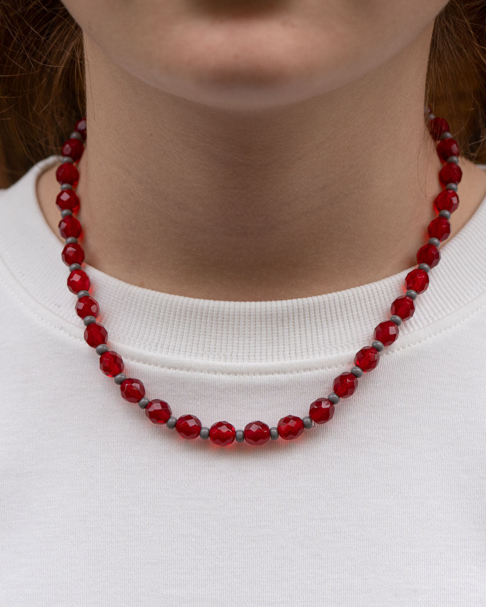 COLLANA CANDY CORTA ROSSO/GRIGIO