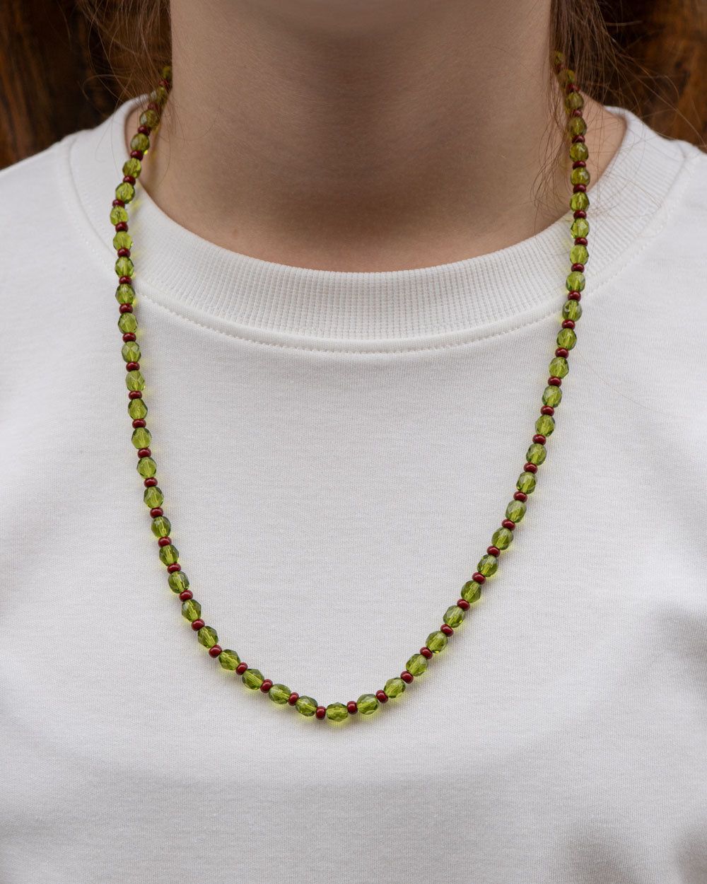 COLLANA CANDY LUNGA OLIVA/MARRONE