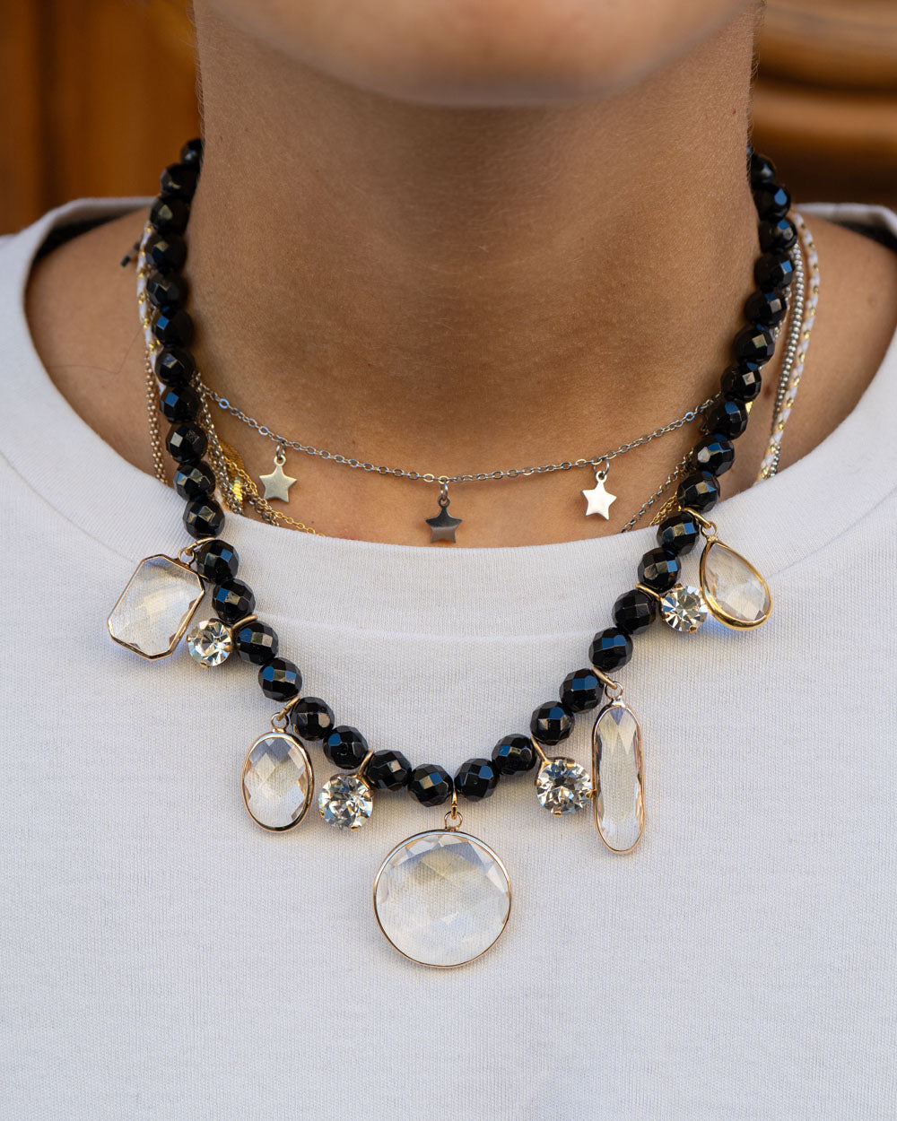 COLLANA MAGIC NERO/CRISTALLO